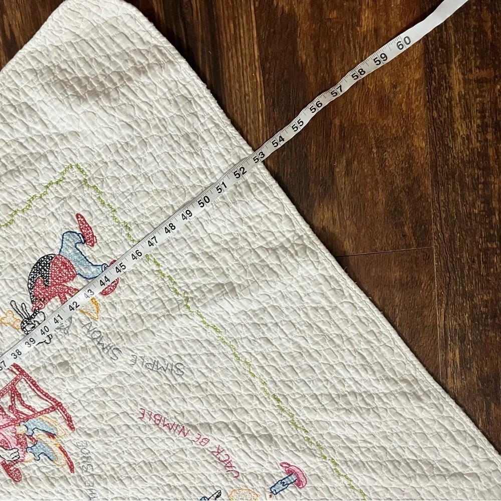 Handmade Cross Stitch Nursery Rhyme Baby Throw Blanket Mickey Mouse 53x33